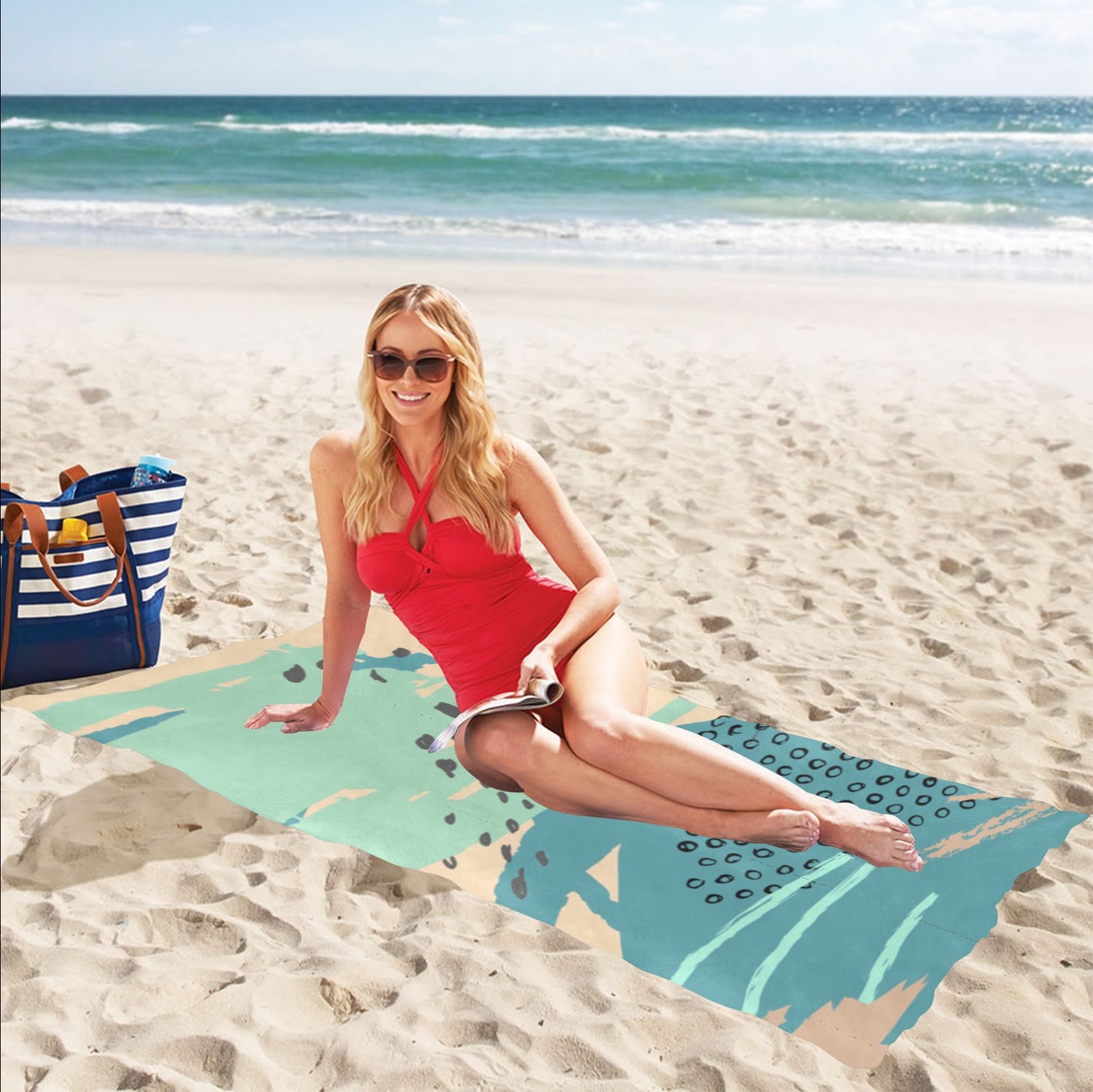 Beige And True Beach Towel 32"x 71"