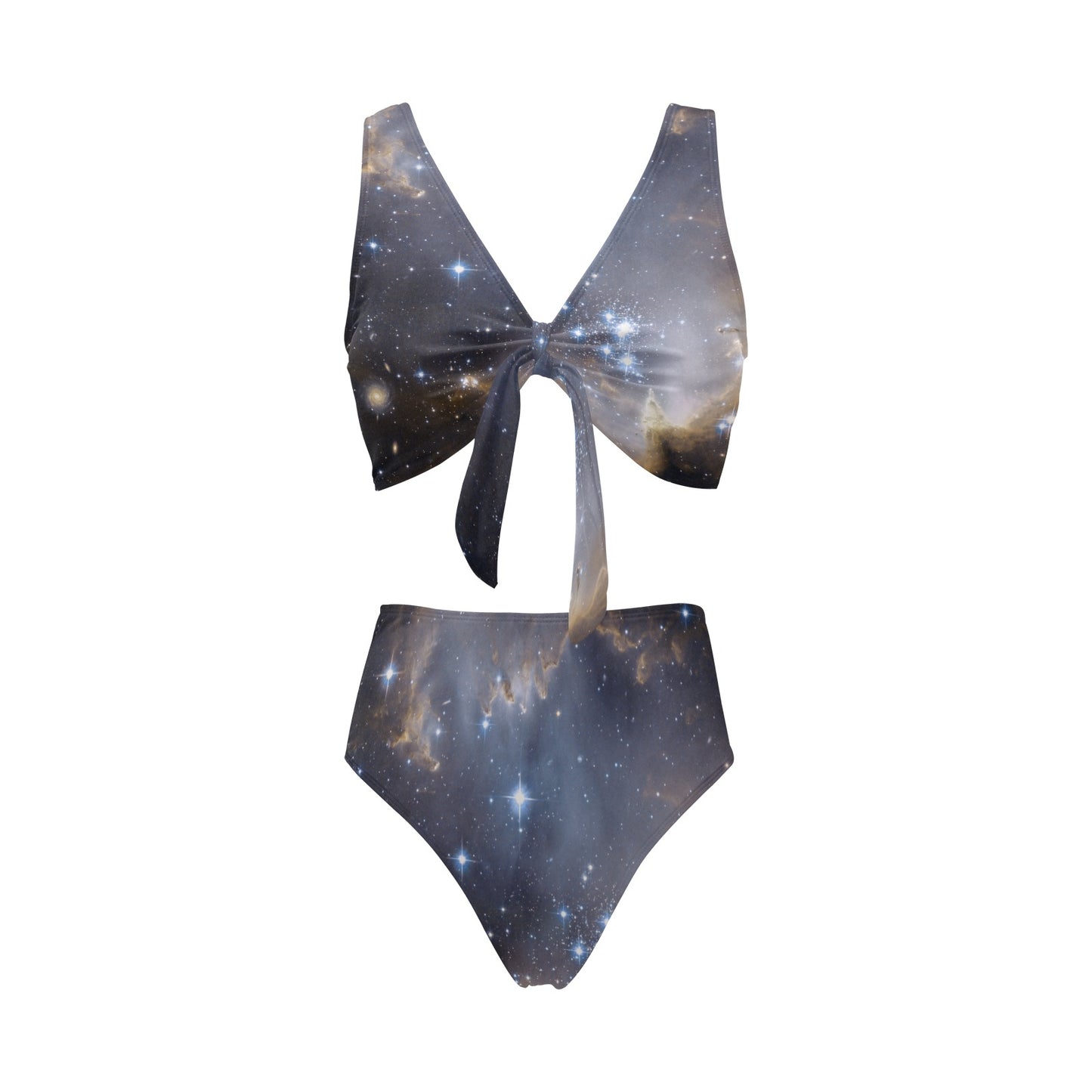 Night Galaxy Chest Bow Tie Bikini Swimsuit