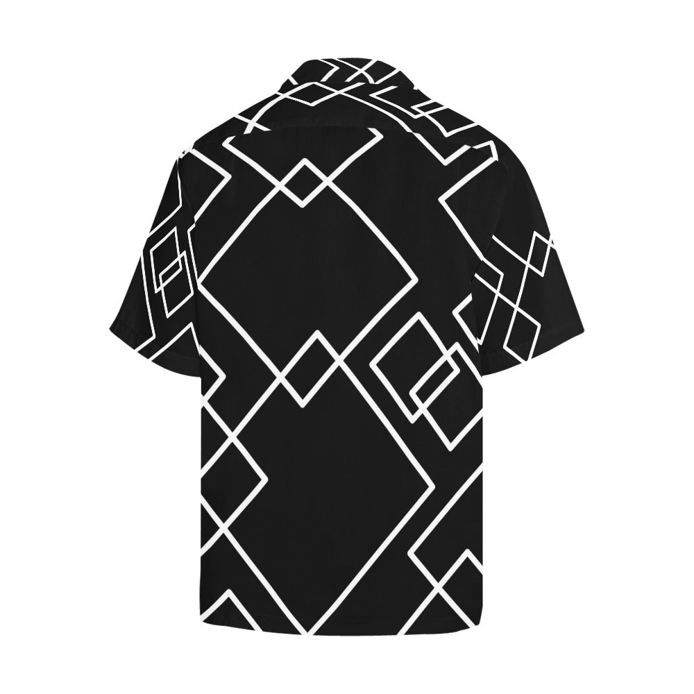 Black Squared Hawaiian Shirt- Mens