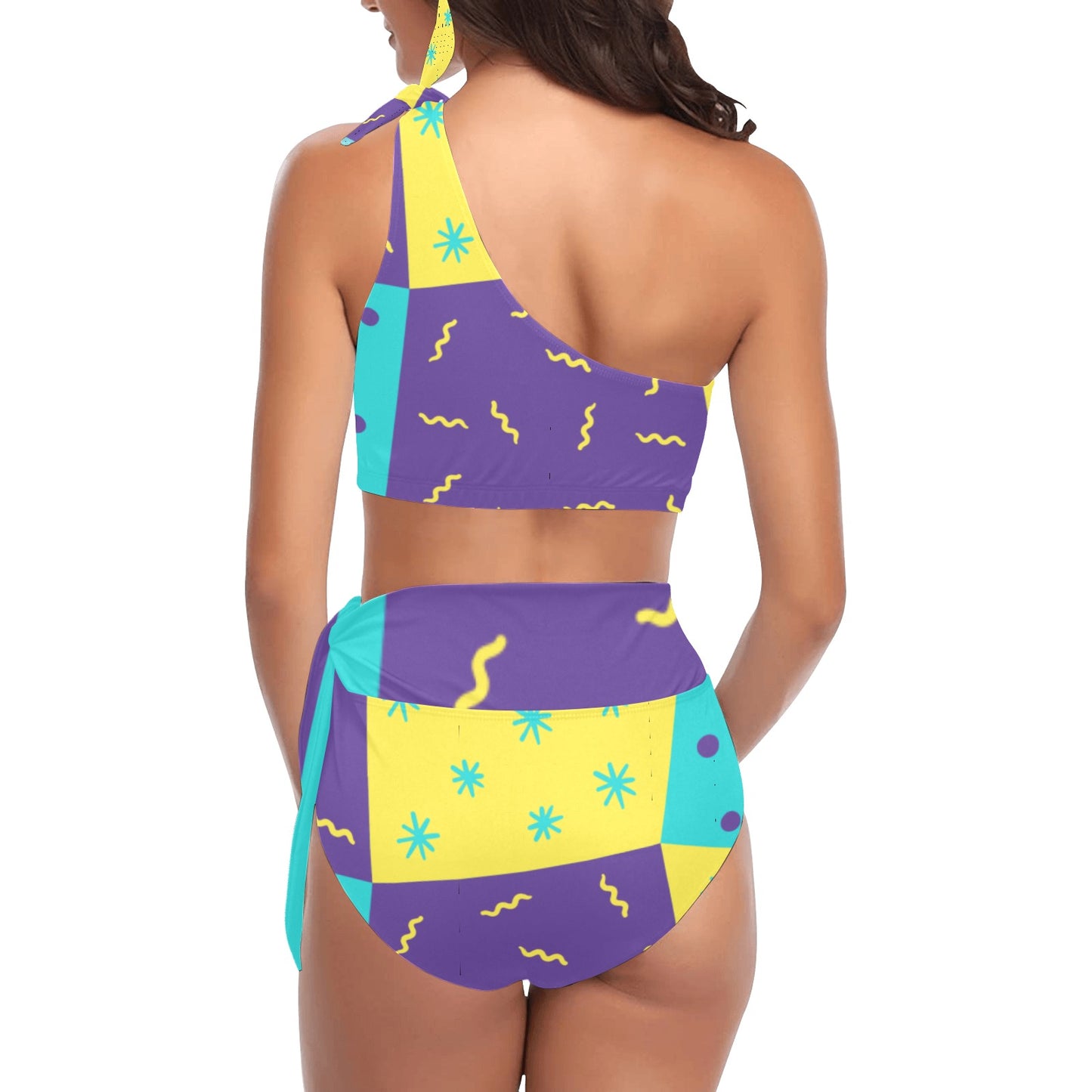 Purple Party One Shoulder Bikini Set