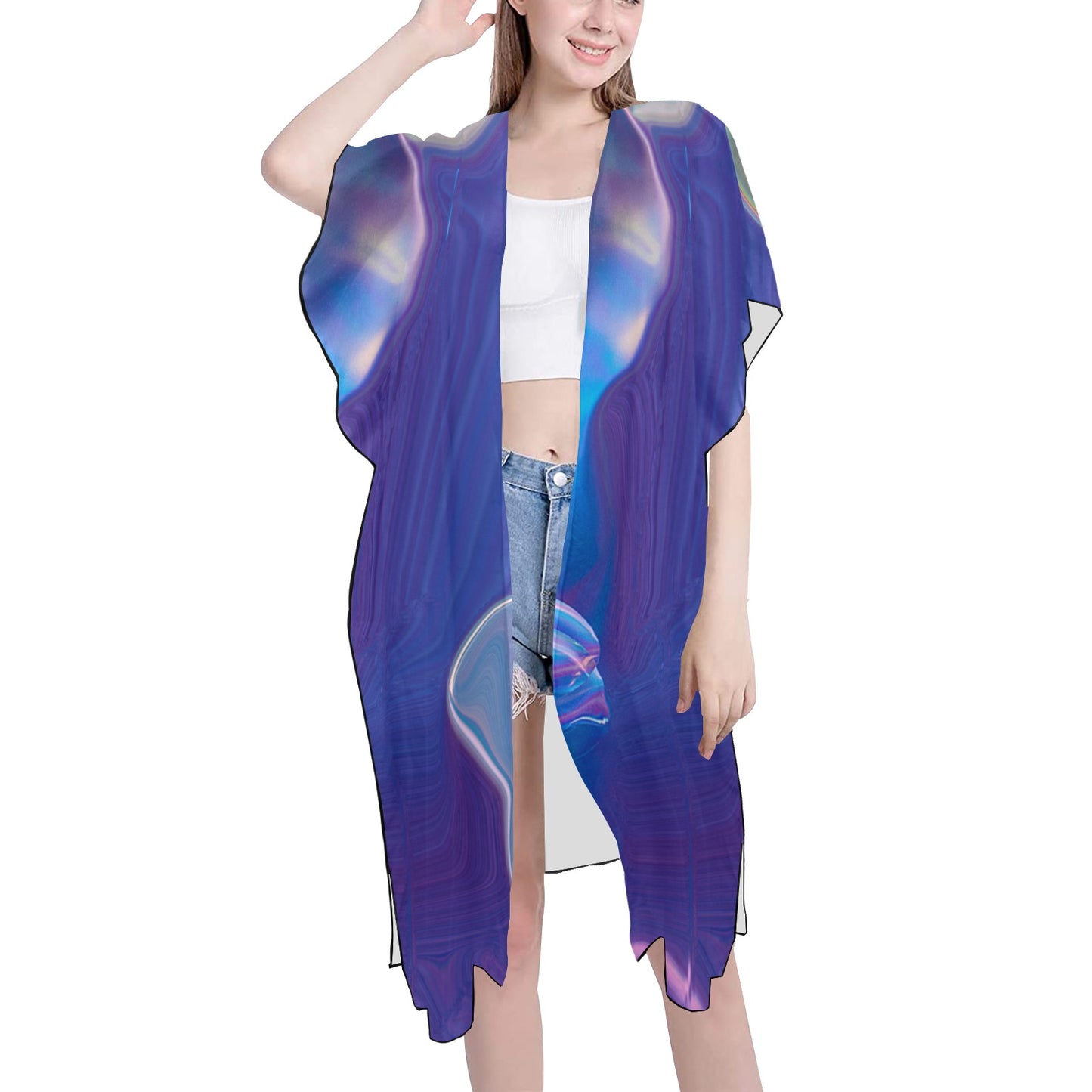 Blue Aura Chiffon Cover Up