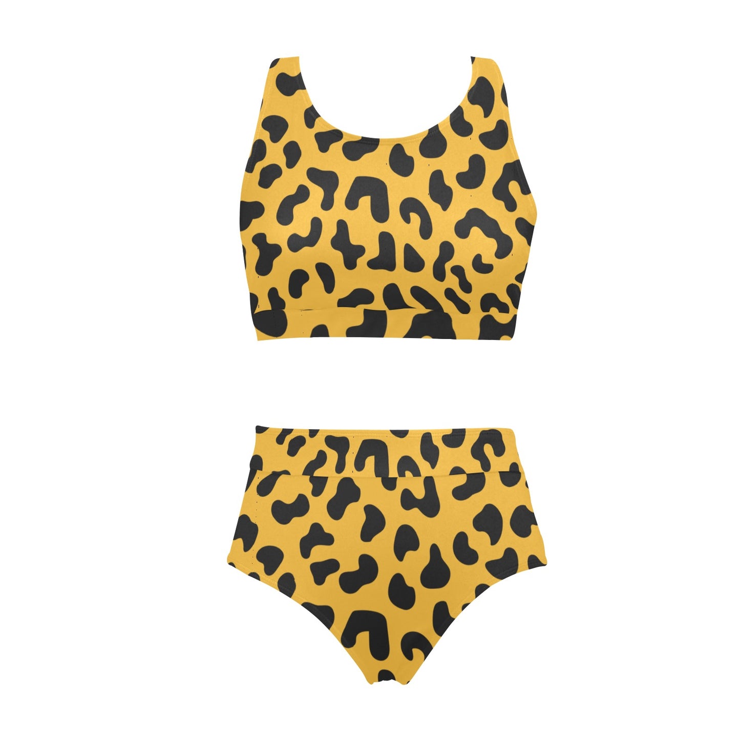 Cheetah Crop Top Bikini Set