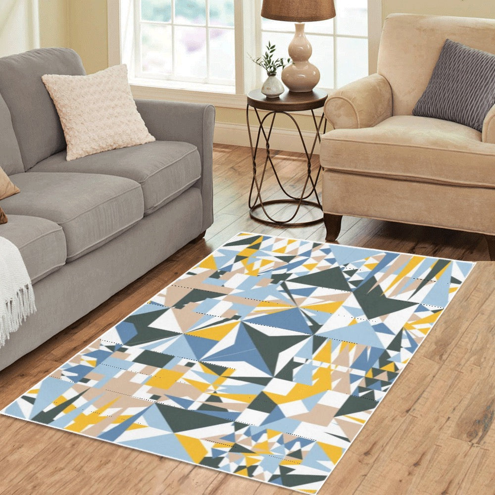 Blue Abstract Area Rug 5'3''x4'