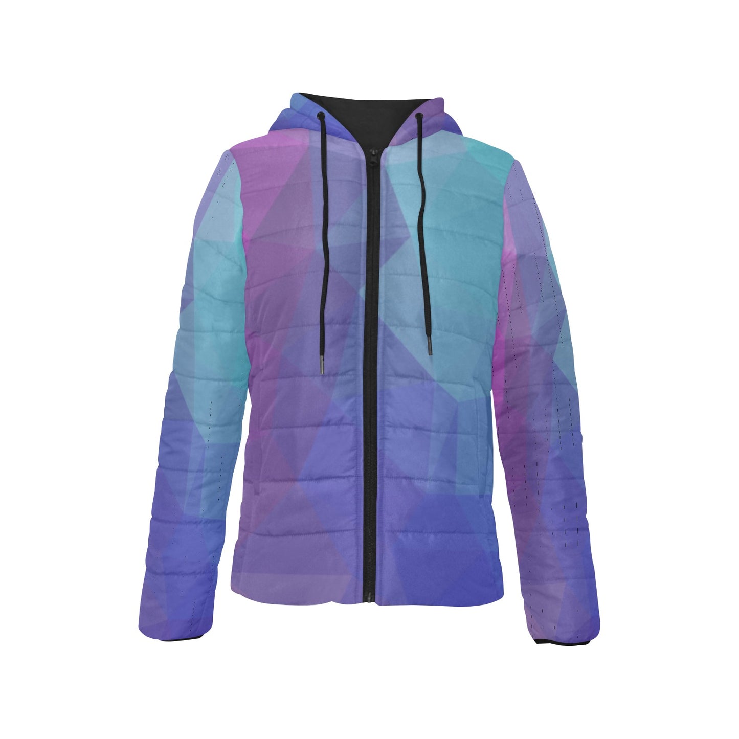 Blue Purple Women's Padded Hooded Jacket