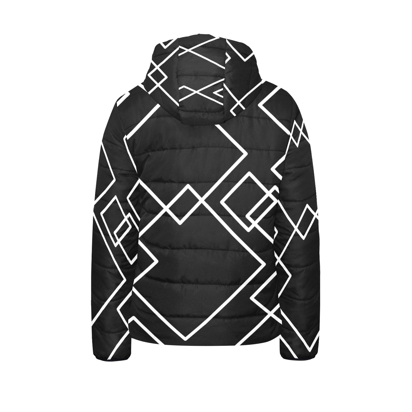 Black Squared Kids Hooded Jacket