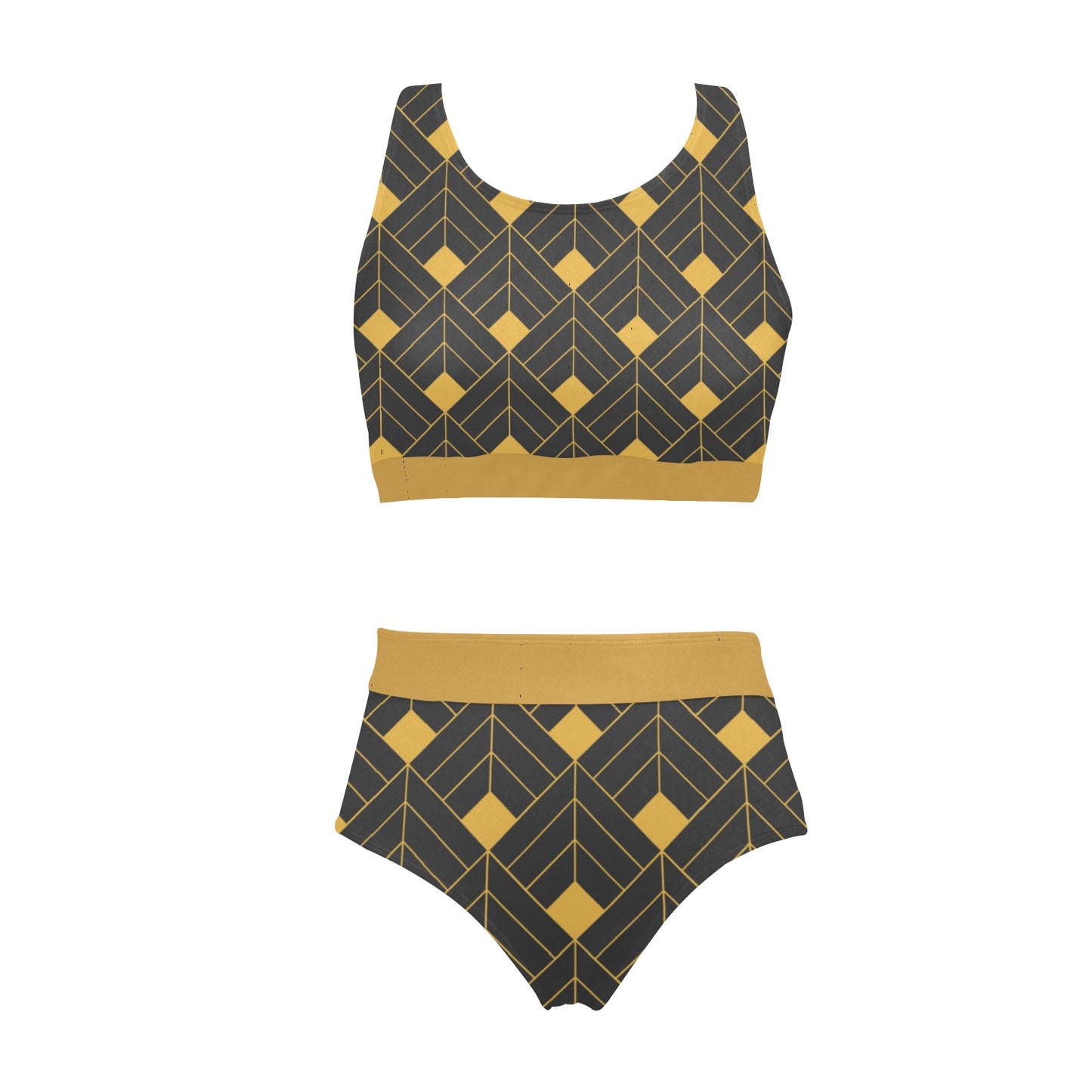 Gold Diamond Crop Bikini Swimsuit