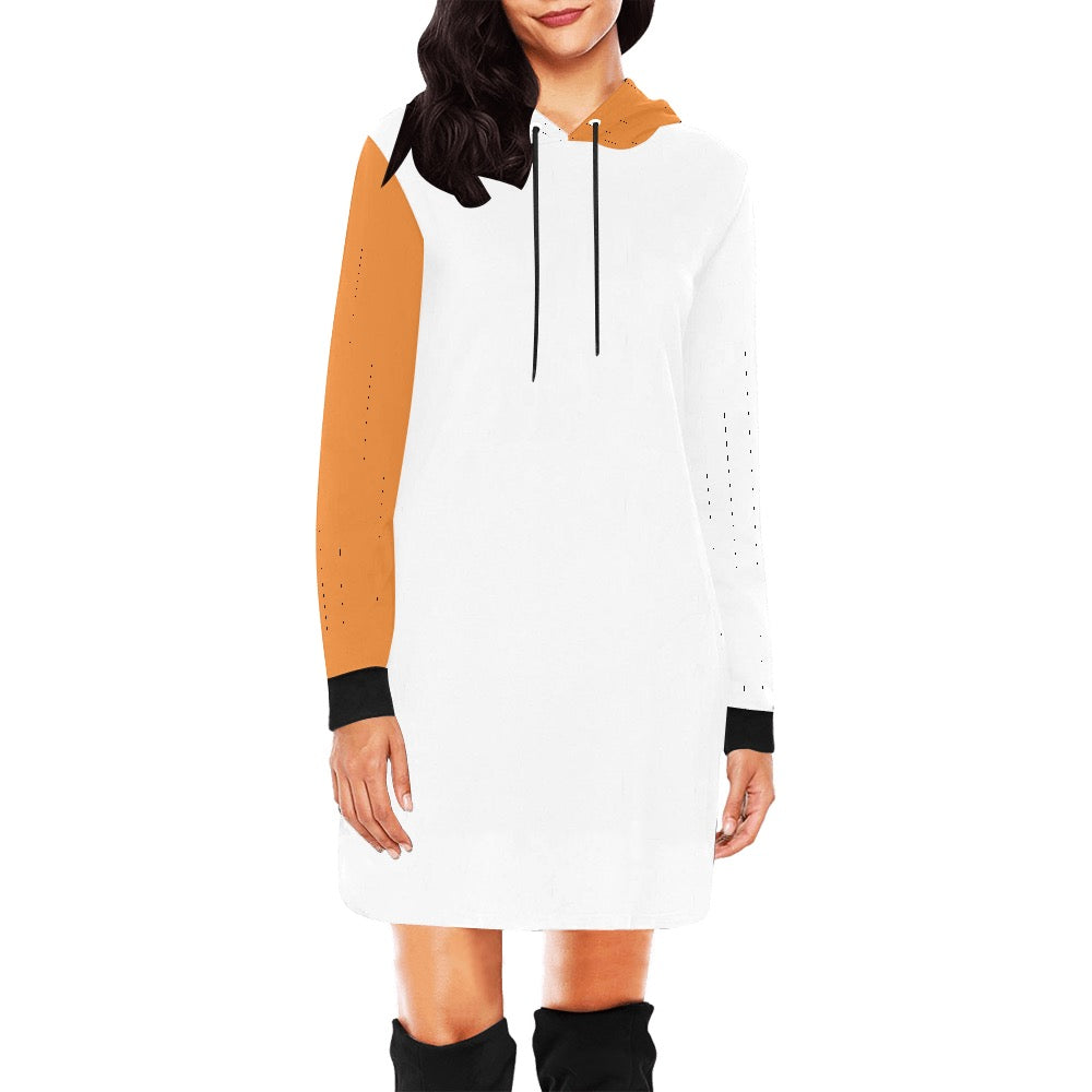 White & Orange Hoodie Mini Dress