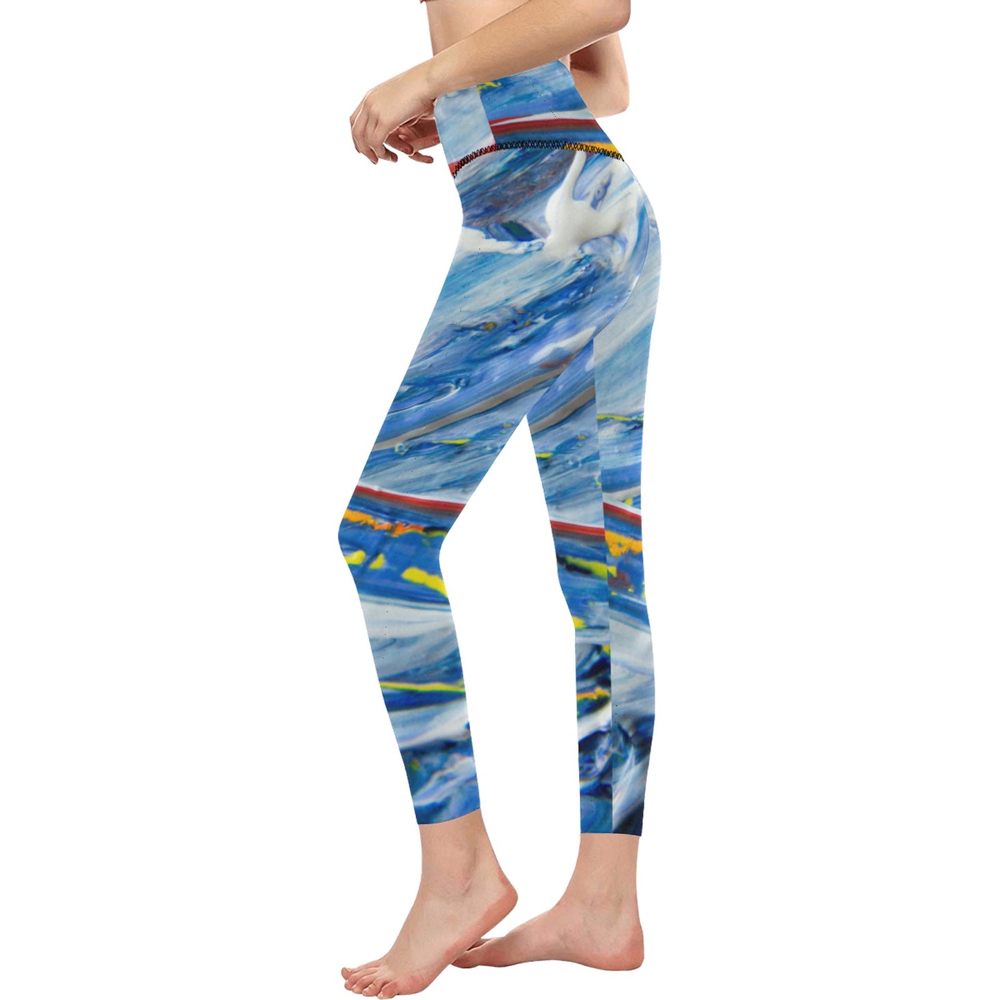 Blue Mural Women's High-Waisted Leggings