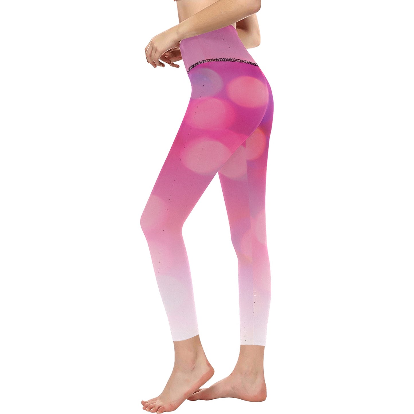 Pink Circles Women's High-Waisted Leggings