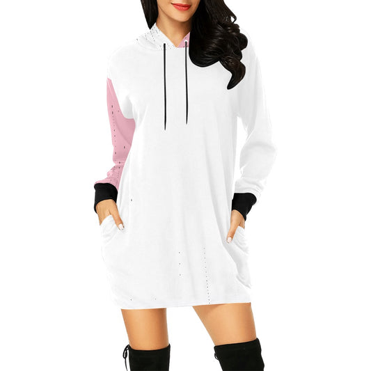 White & Pink Hoodie Mini Dress