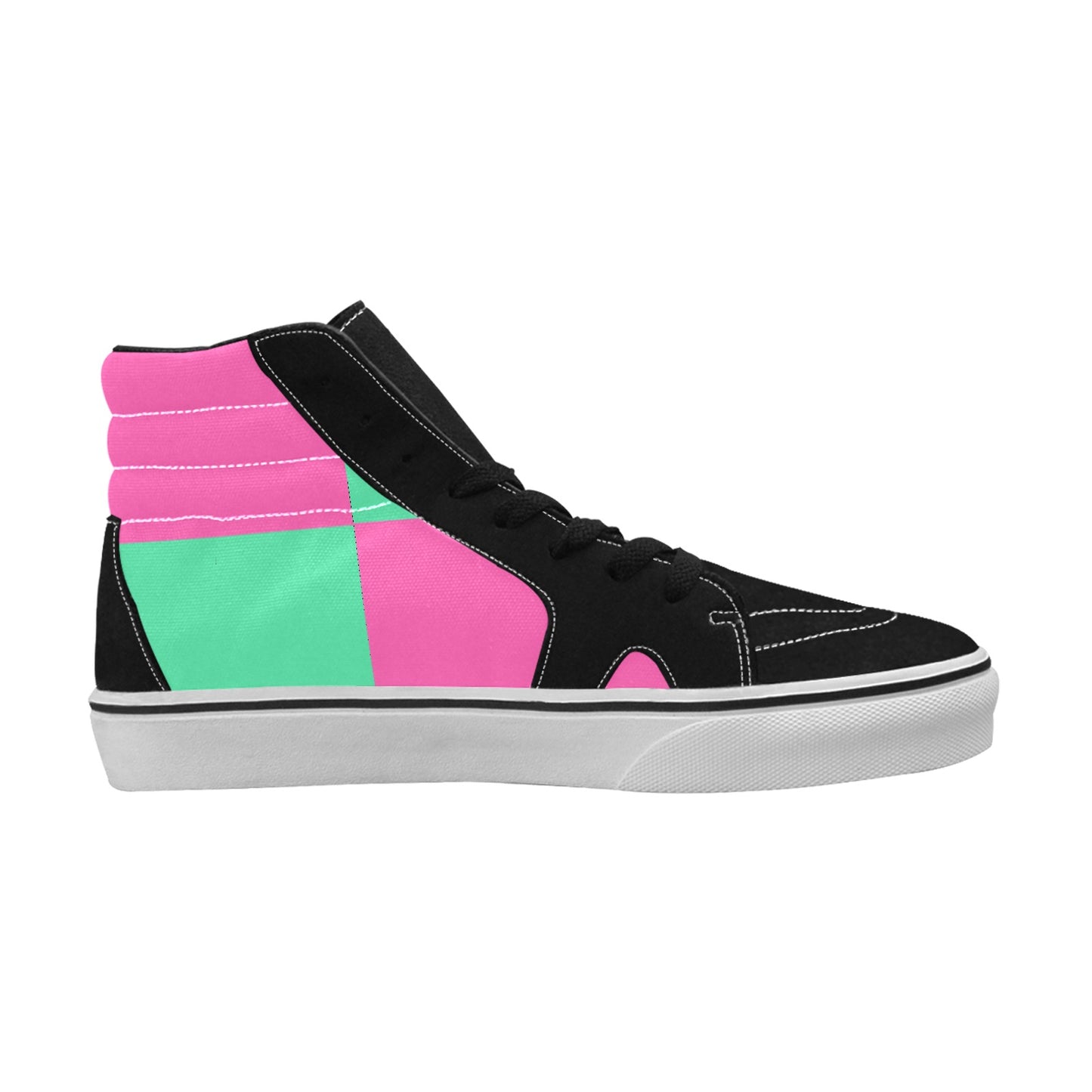 Pink Teal Women's High Top Skateboarding Shoes