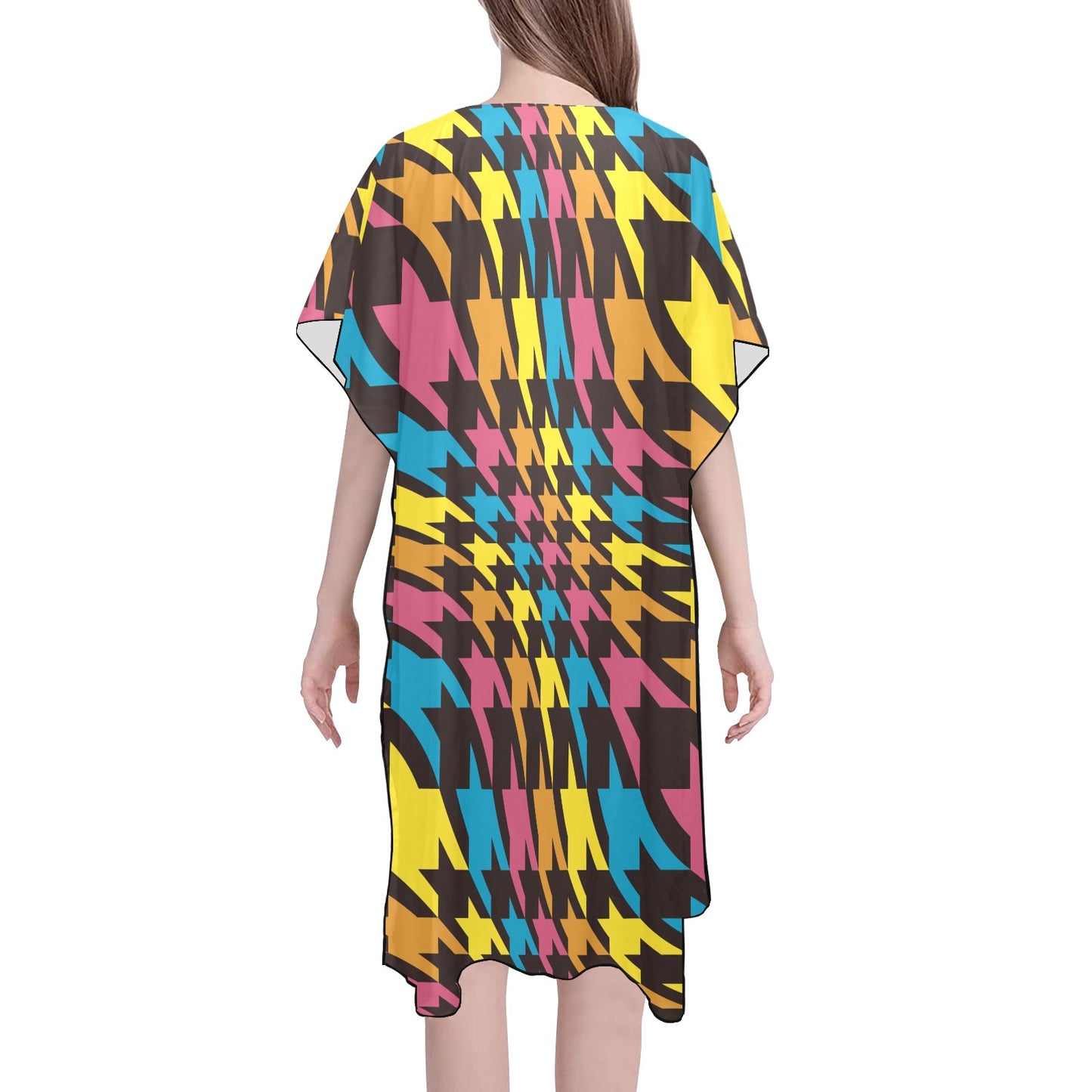 Colorful Houndstooth  Chiffon Cover Up