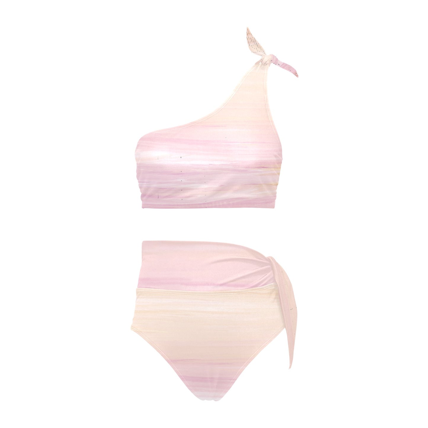 Peach Ombre One Shoulder Bikini Set