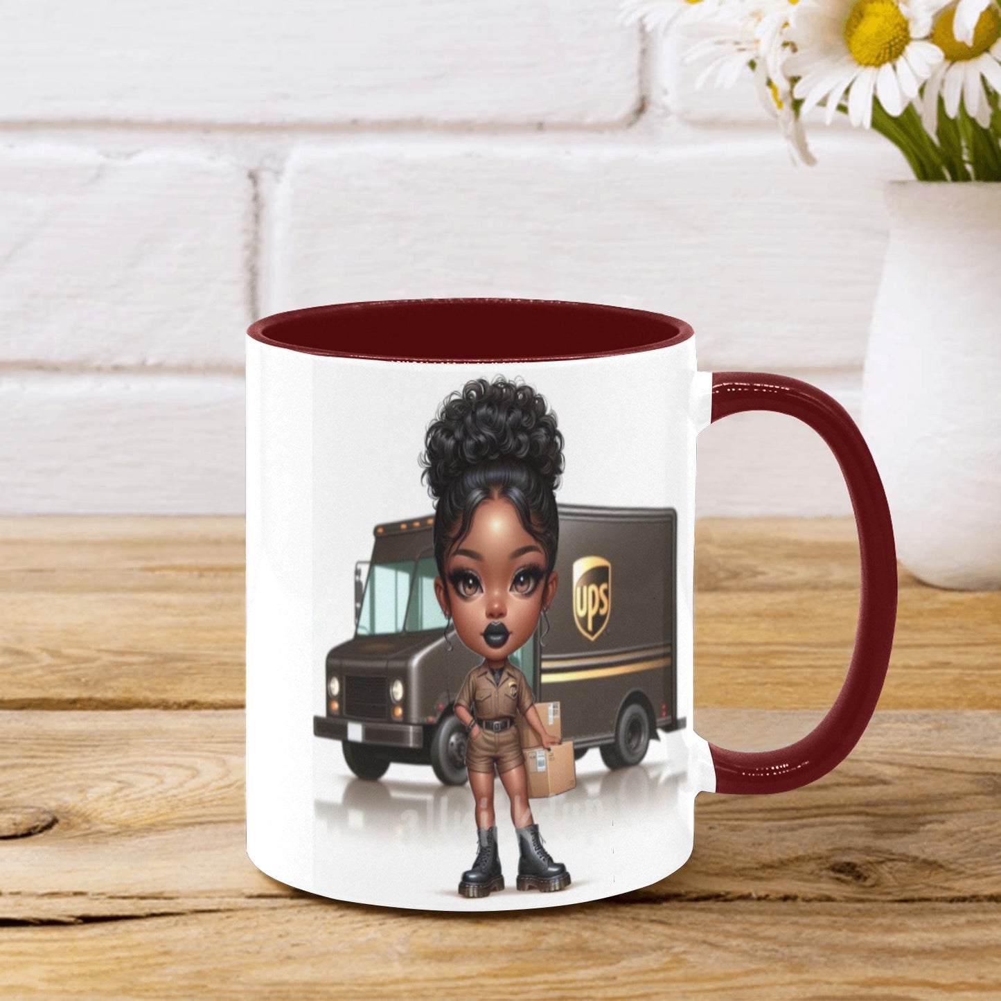 UPS Worker Girl Custom Inner Color Mug (11oz)