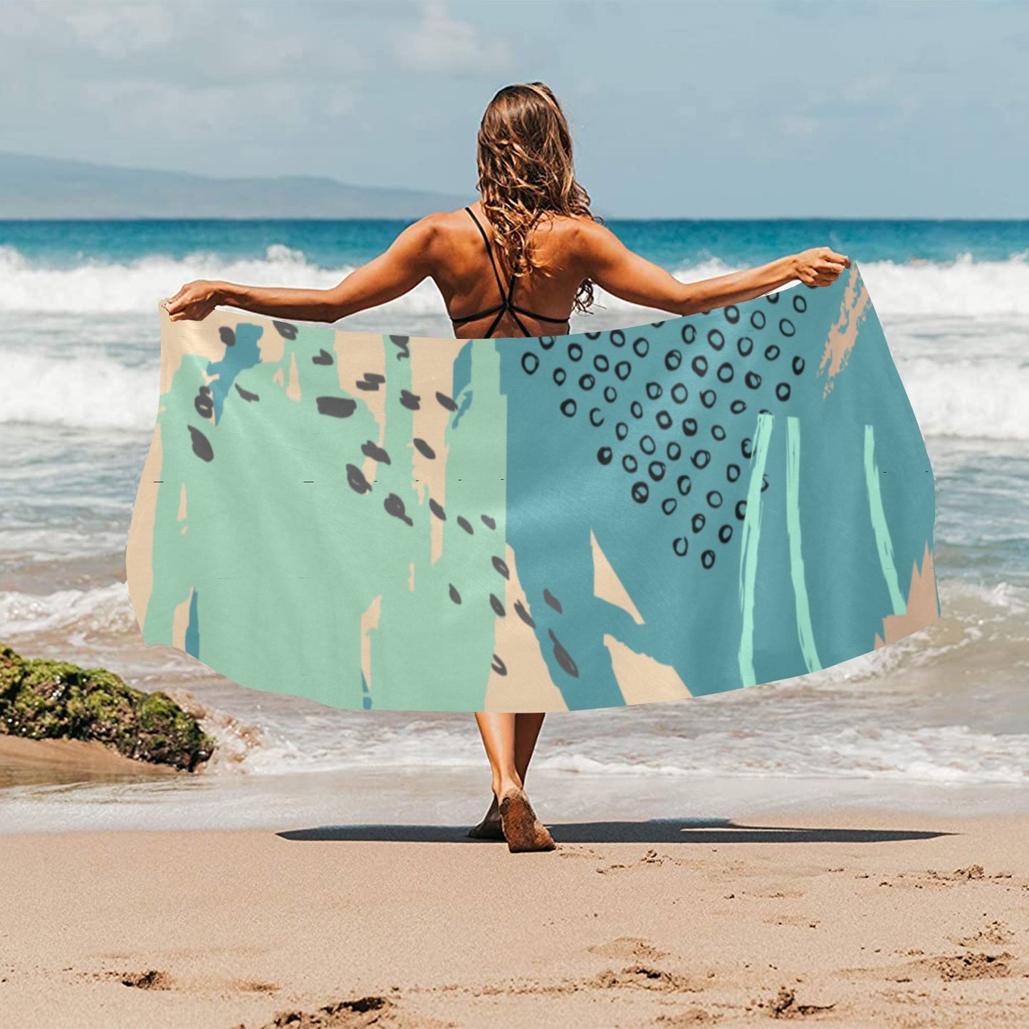 Beige And True Beach Towel 32"x 71"