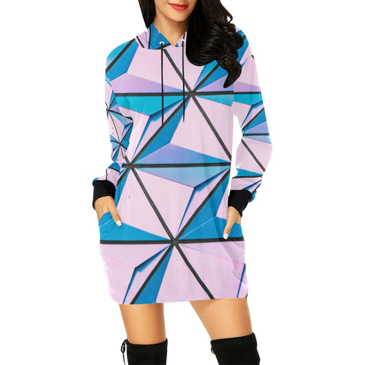 Pink Abstract Hoodie Mini Dress