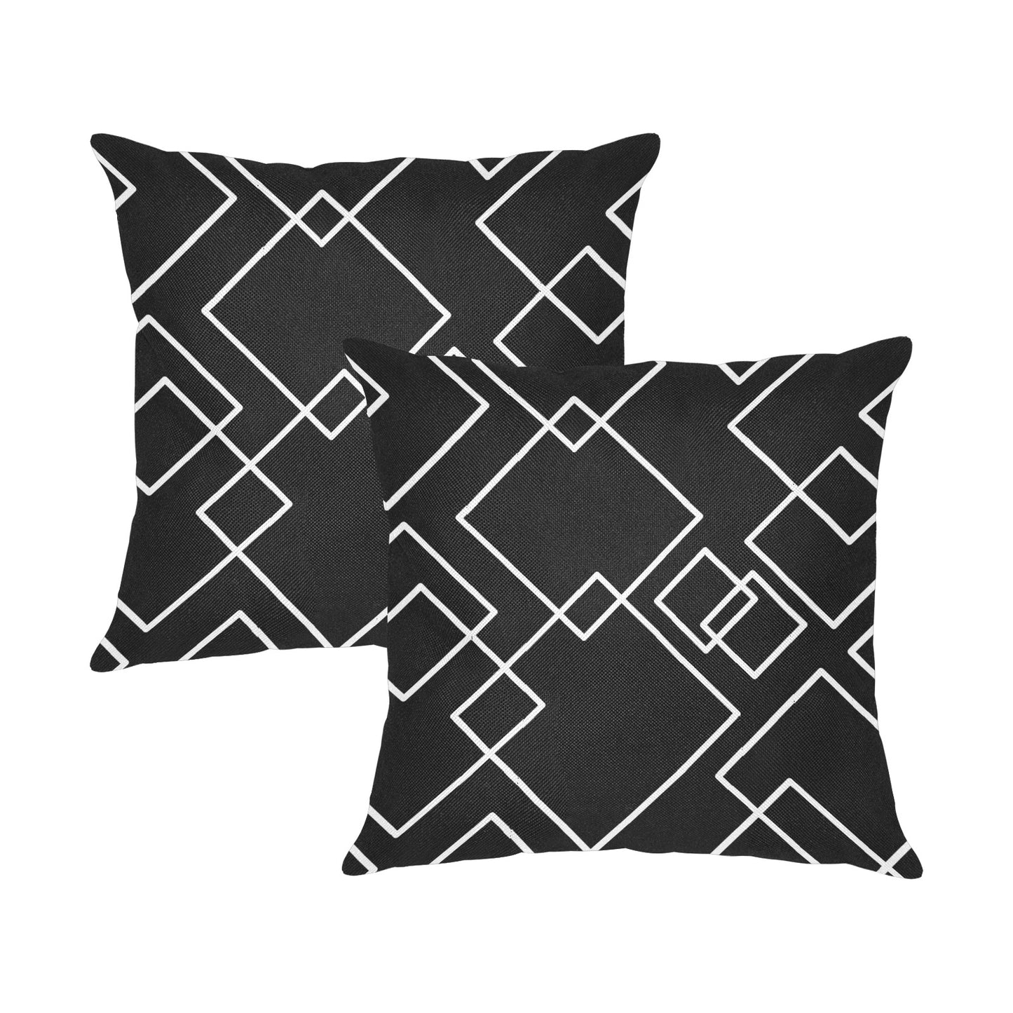 Black Squared Linen Zippered Pillowcase 18"x18"(Pack of 2)