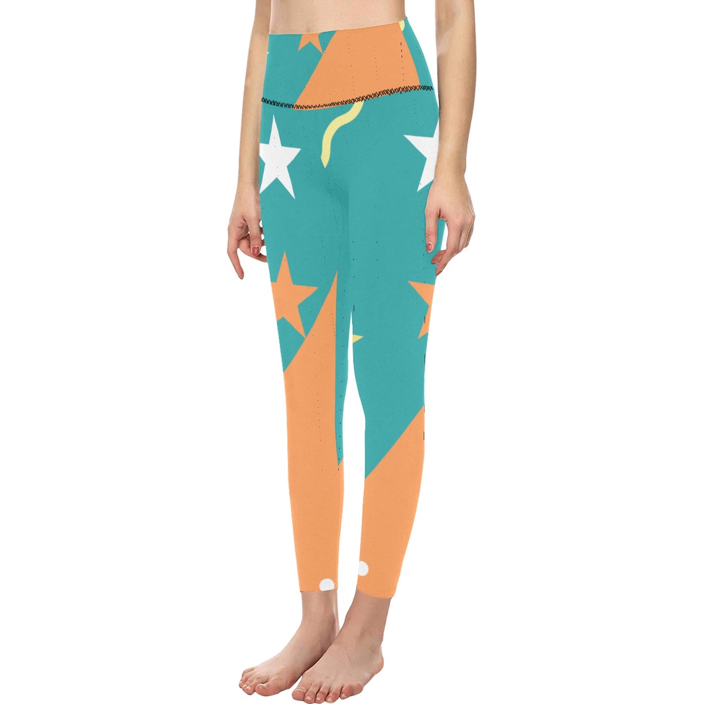 Teal Star Women's High-Waisted Leggings