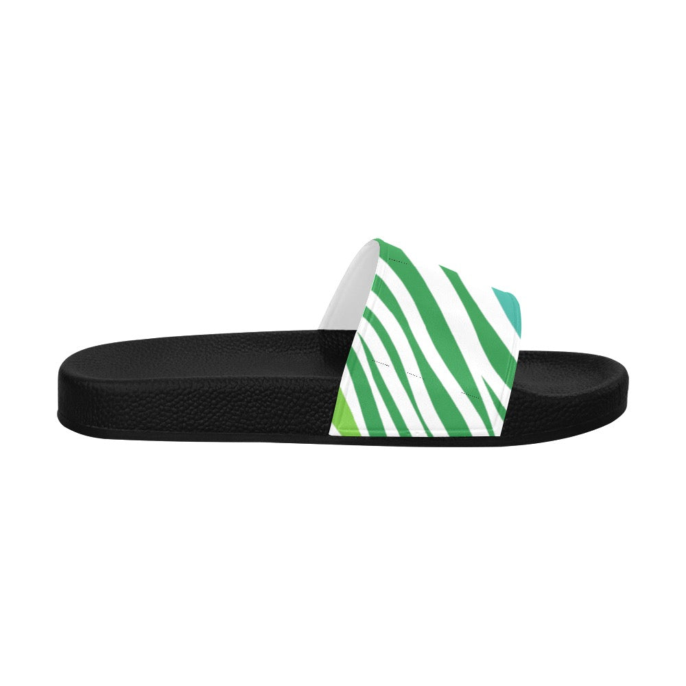 White Teal Zebra Men's Slides