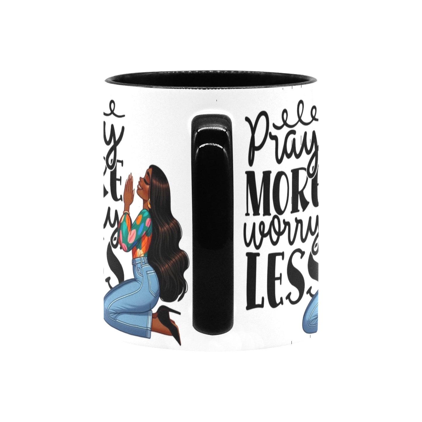 Pray more worry less Custom Inner Color Mug (11oz)