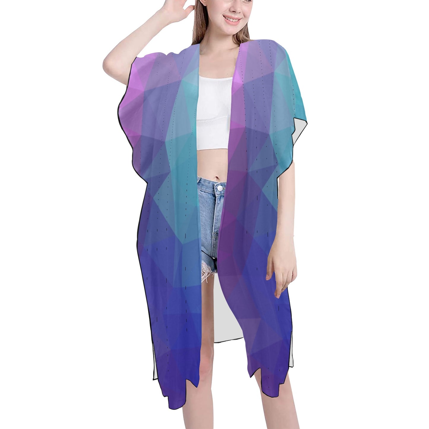 Blue Purple Chiffon Cover Up