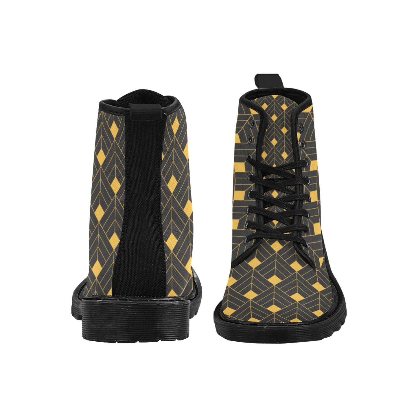 Gold Diamond Martin Boots- Men (Black)