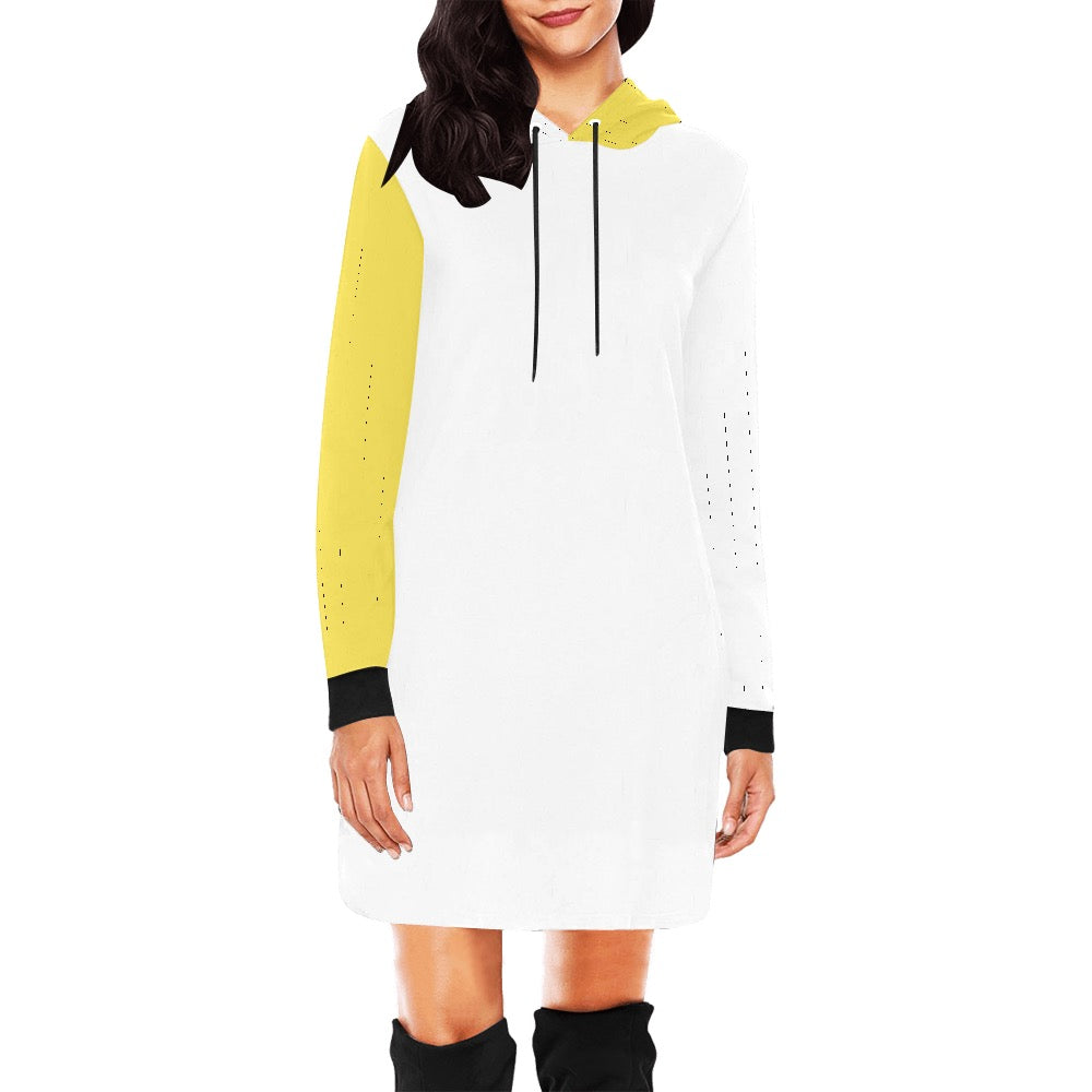 White & Yellow Hoodie Mini Dress