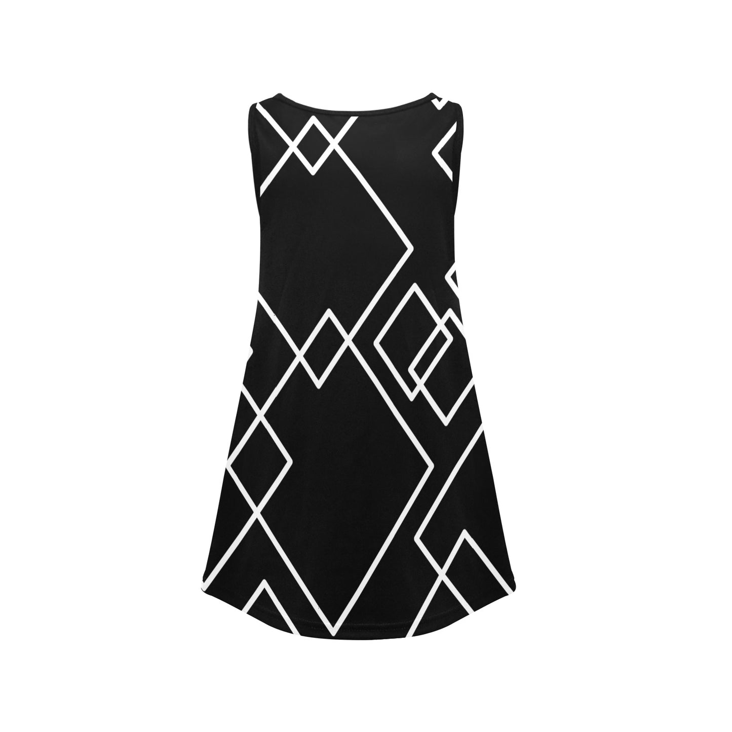 Black Squared Girls' Sleeveless Dress