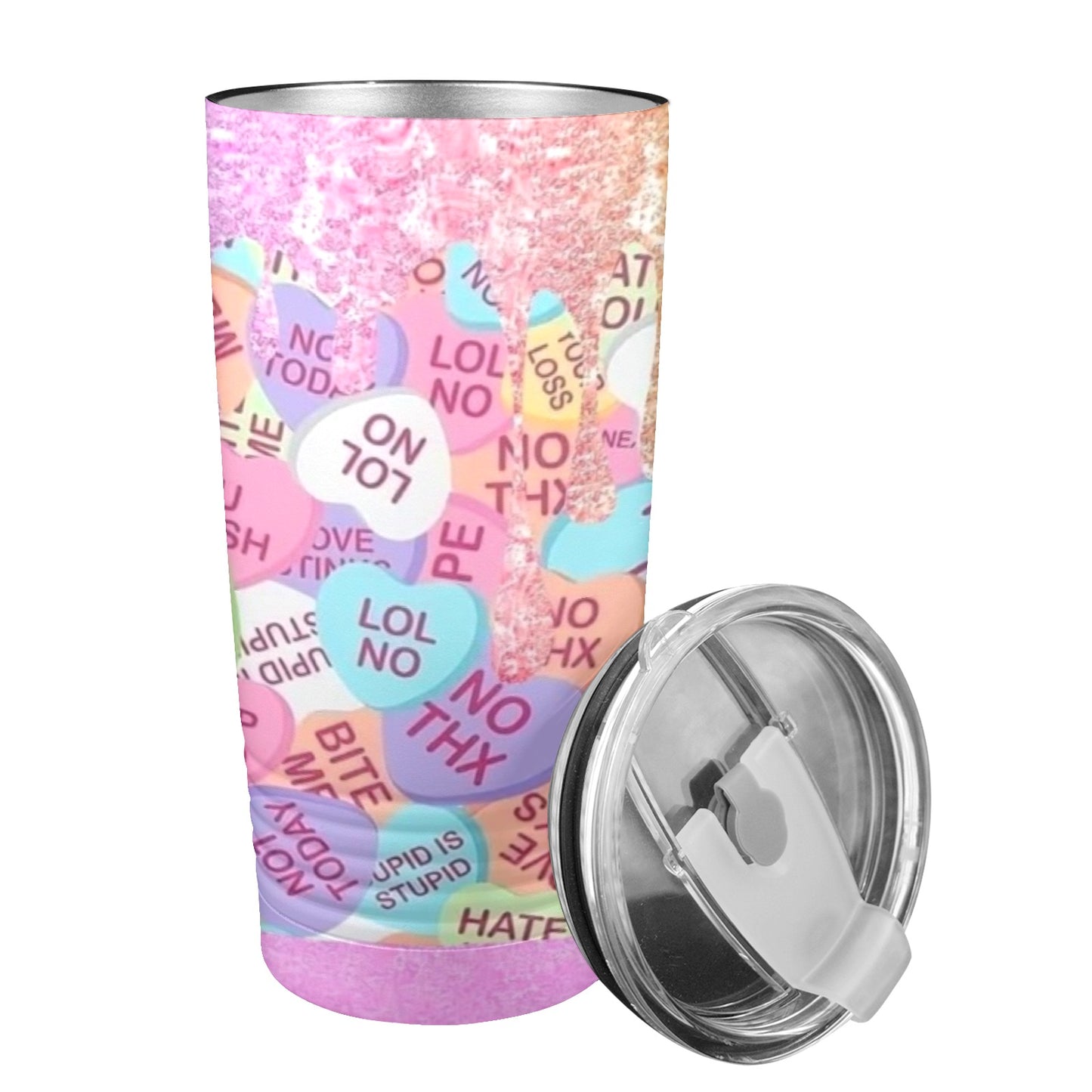 Love Language Pink Valentine’s Day 20oz Insulated Stainless Steel Mobile Tumbler