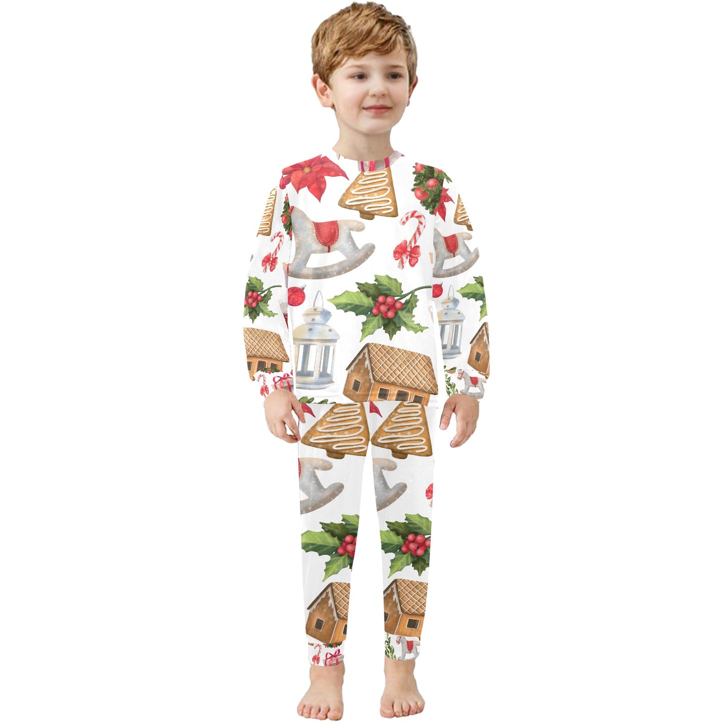 Christmas Festive Little Kids' Crew Neck Long Pajama Set