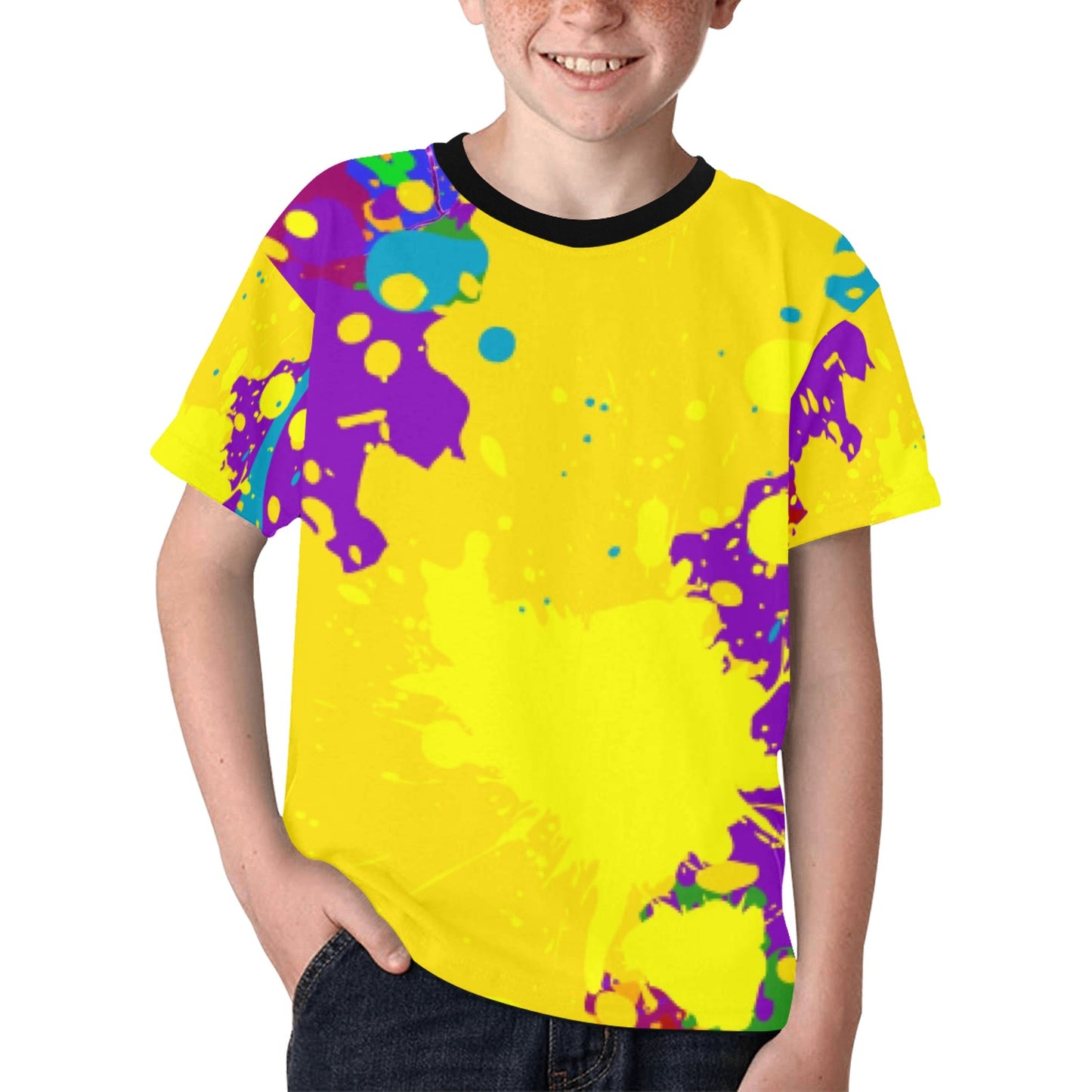 Yellow Splatter Unisex T-shirt- Youth