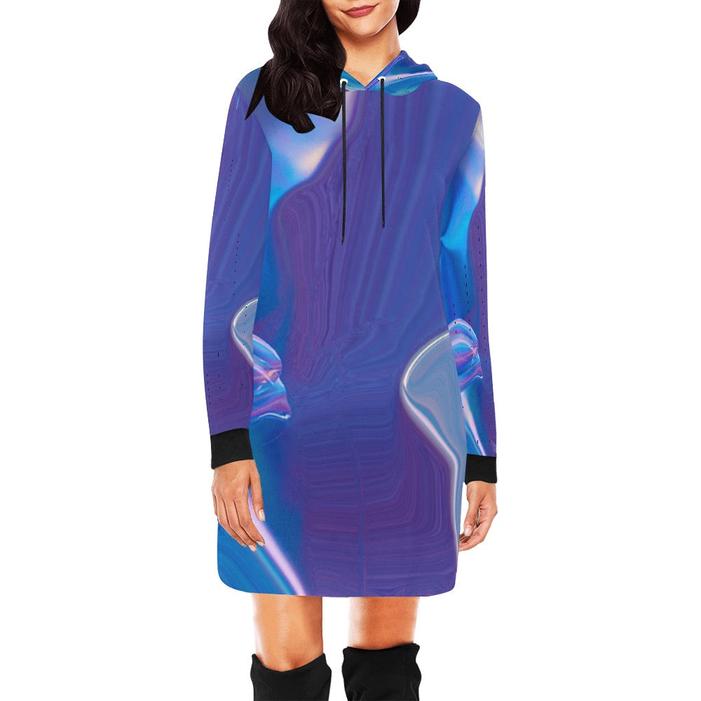 Blue Aura Hoodie Mini Dress