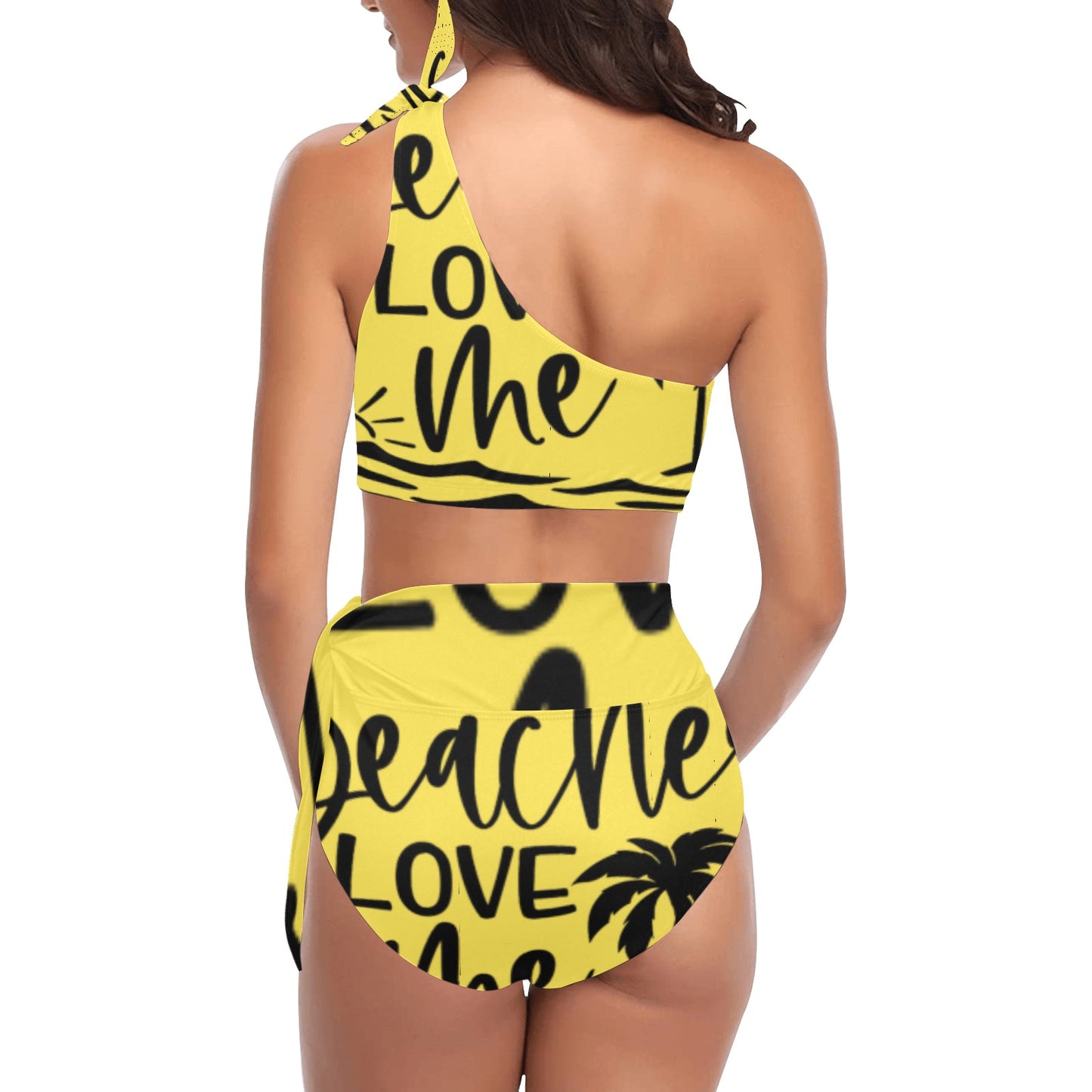 Beaches Love Me One Shoulder Bikini Set