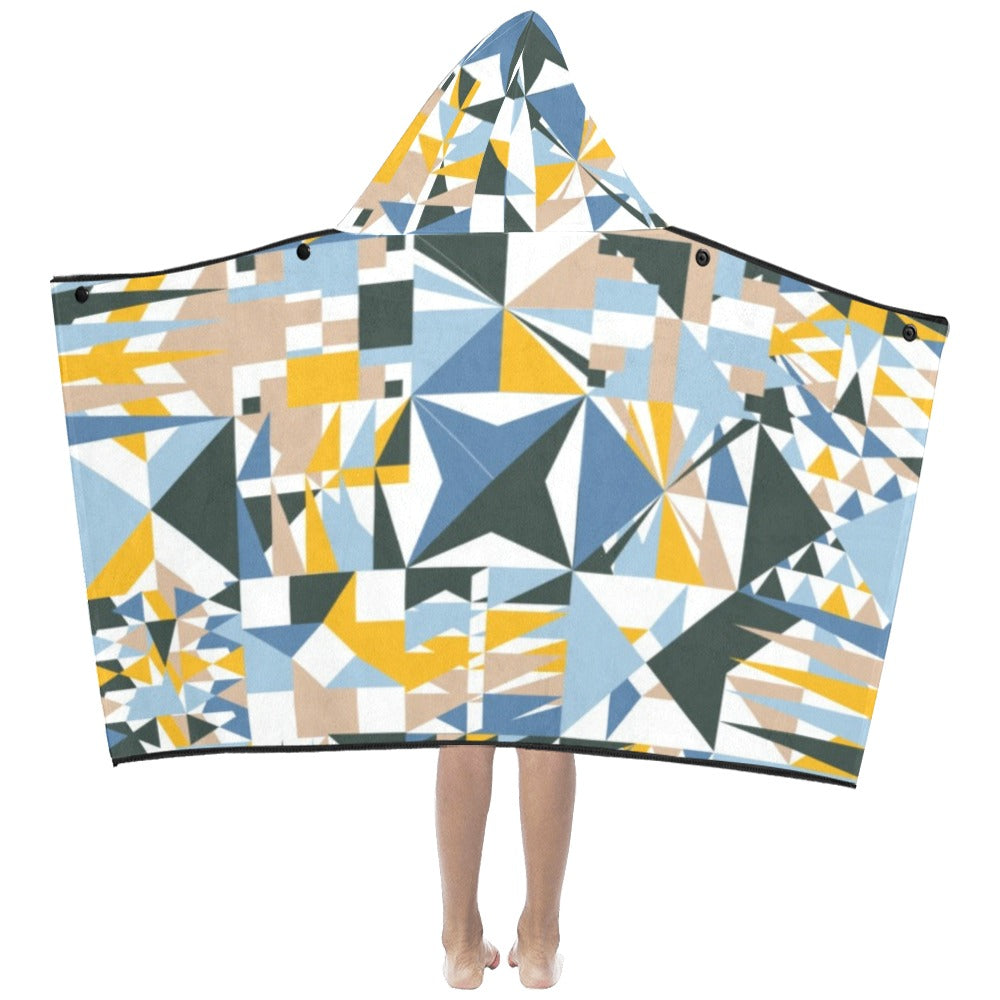 Blue Abstract Kids' Hooded Bath Towels