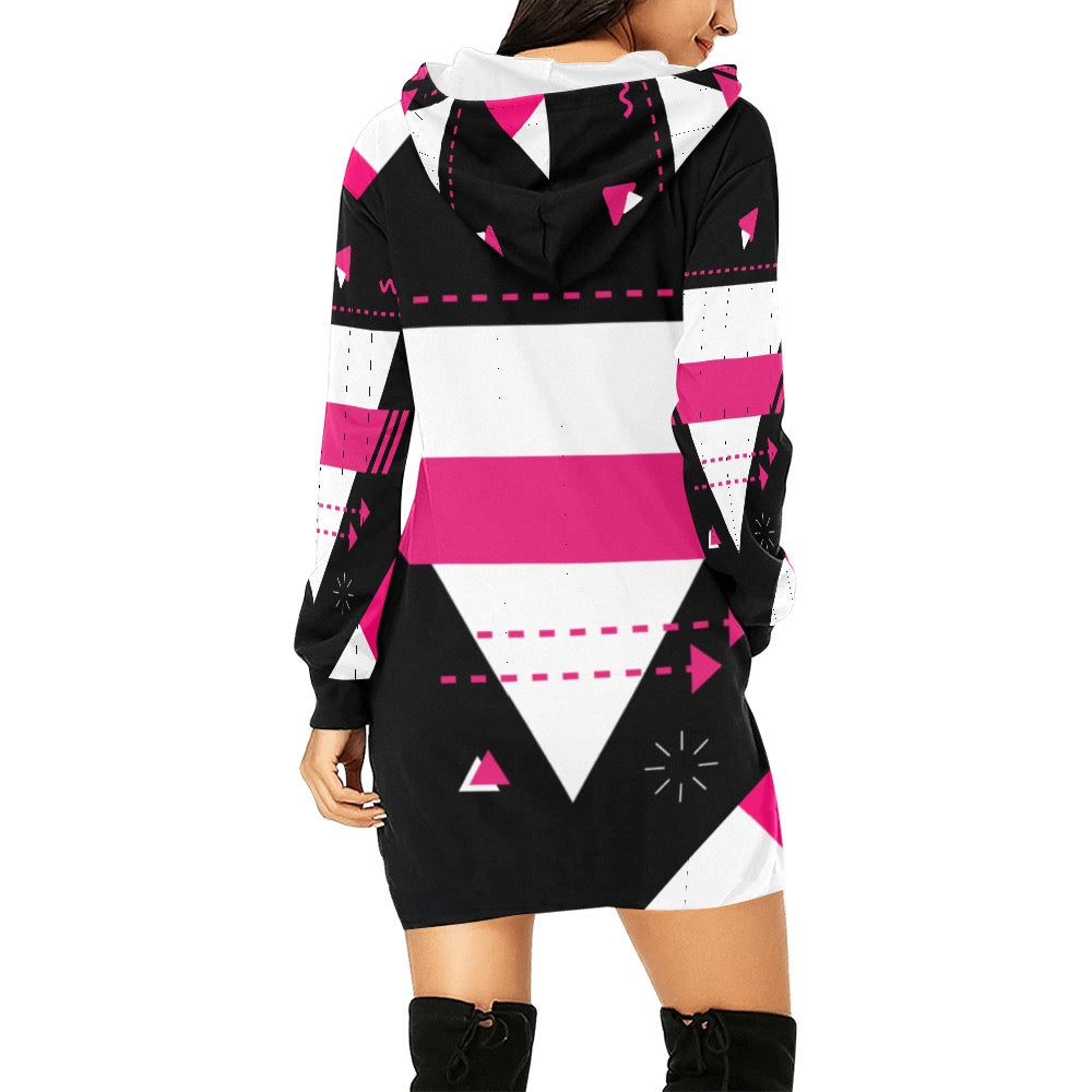 Black & Pink Hoodie Mini Dress