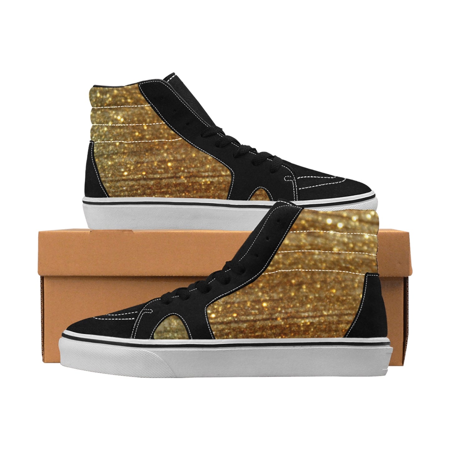 Gold Shimmer Men's High Top Skateboarding Shoes