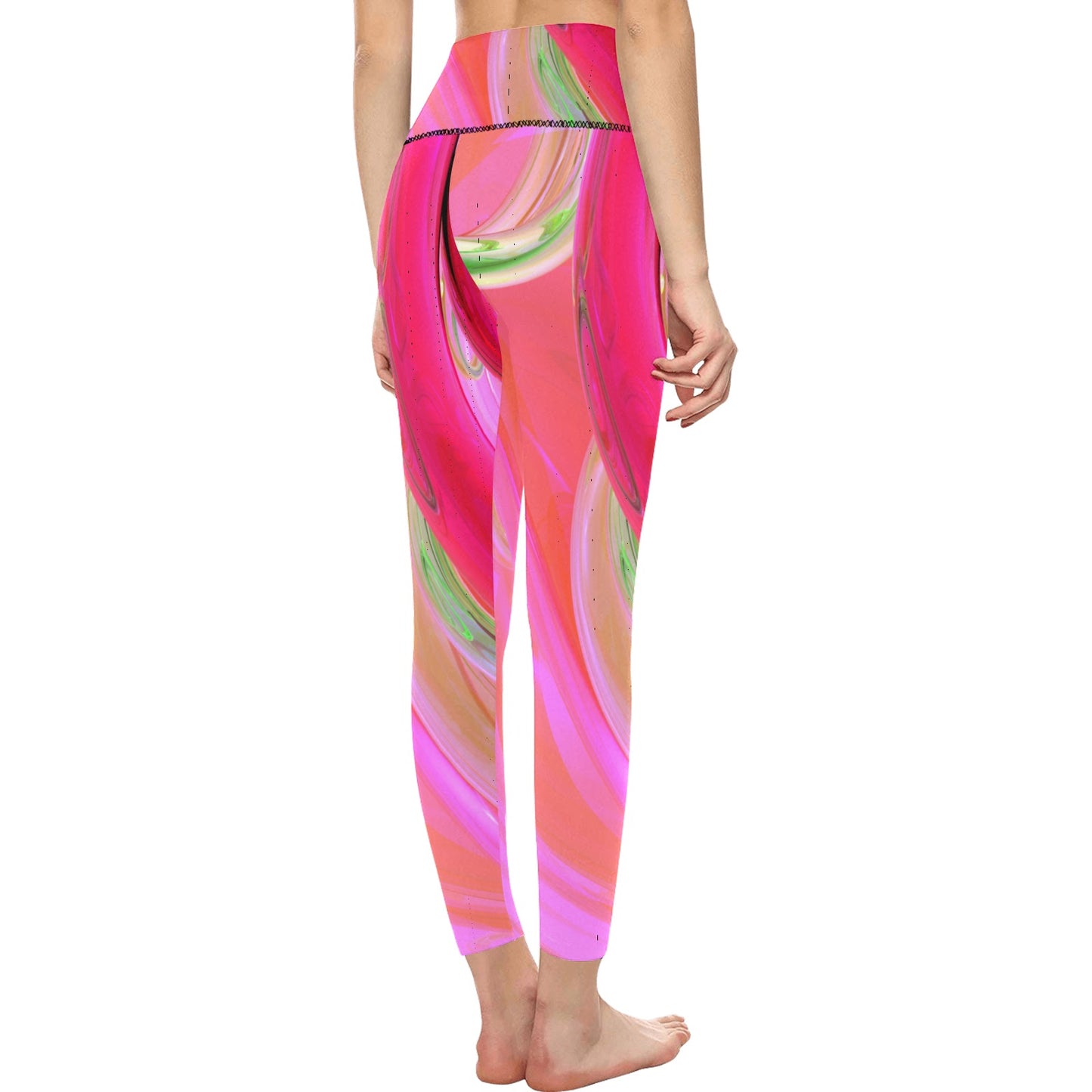 Pink Rings Women's High-Waisted Leggings