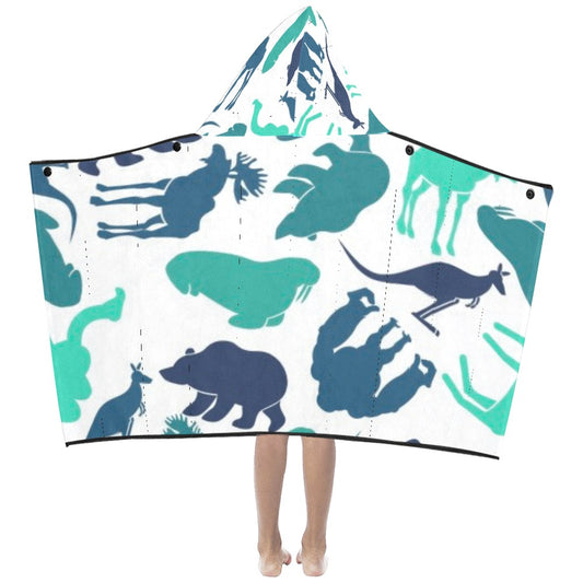 Blue Animals Kids' Hooded Bath Towels