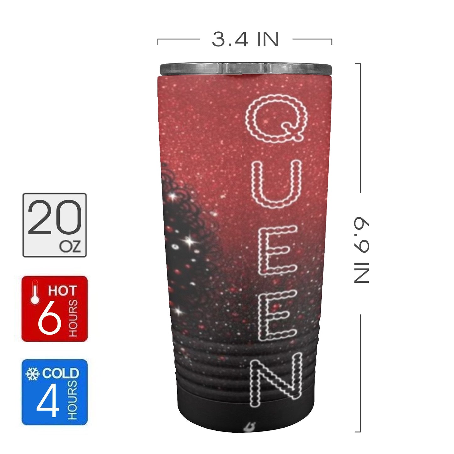 Black Queen 20oz Insulated Stainless Steel Mobile Tumbler