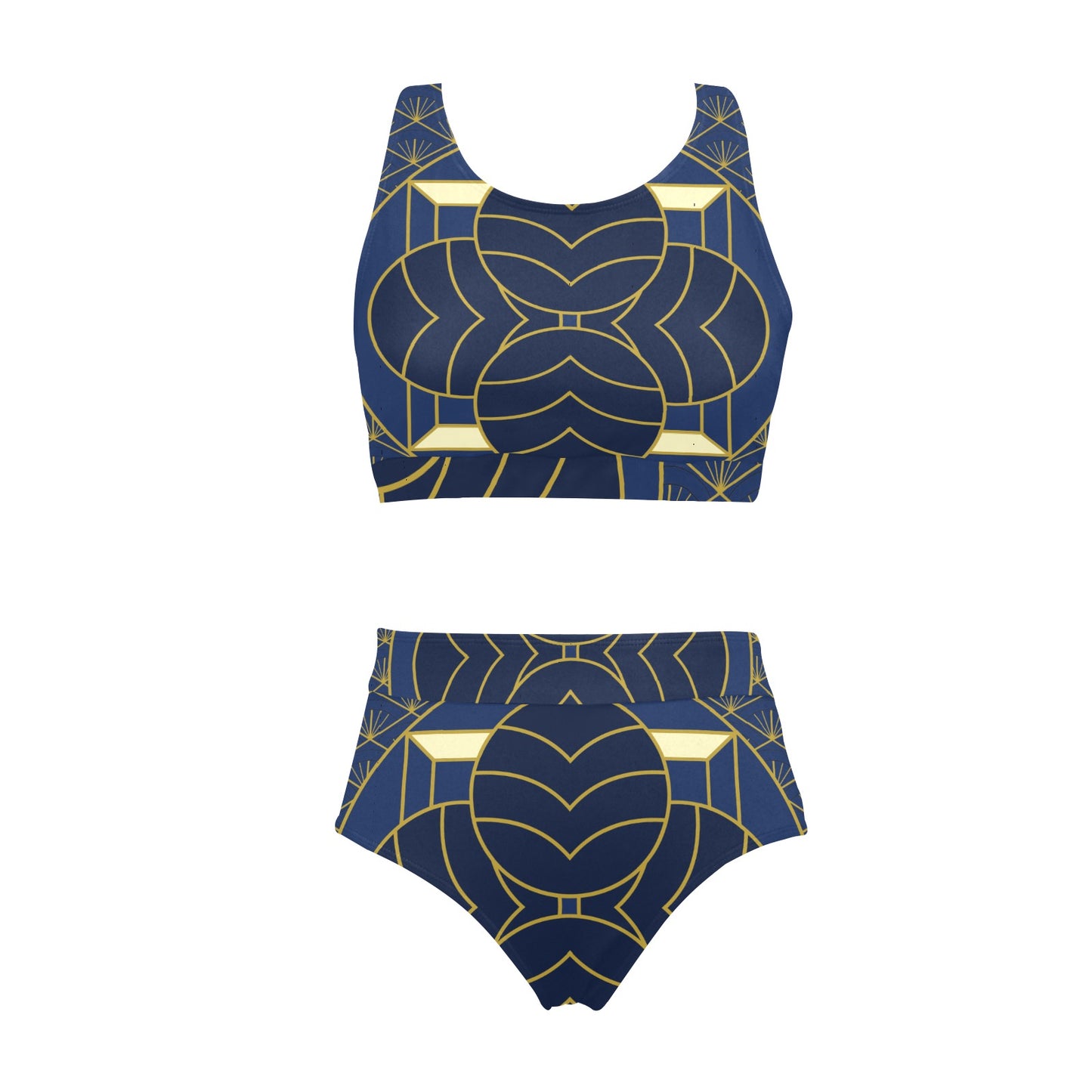 Navy Cut Crop Top Bikini Set