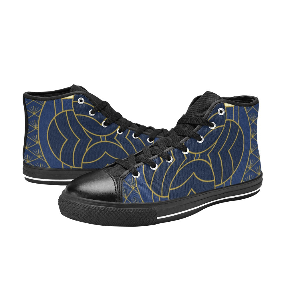 Navy Cut High Top Shoes- Kids