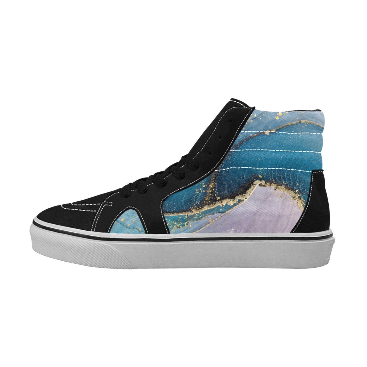 Blue Marble Men's High Top Skateboarding Shoes