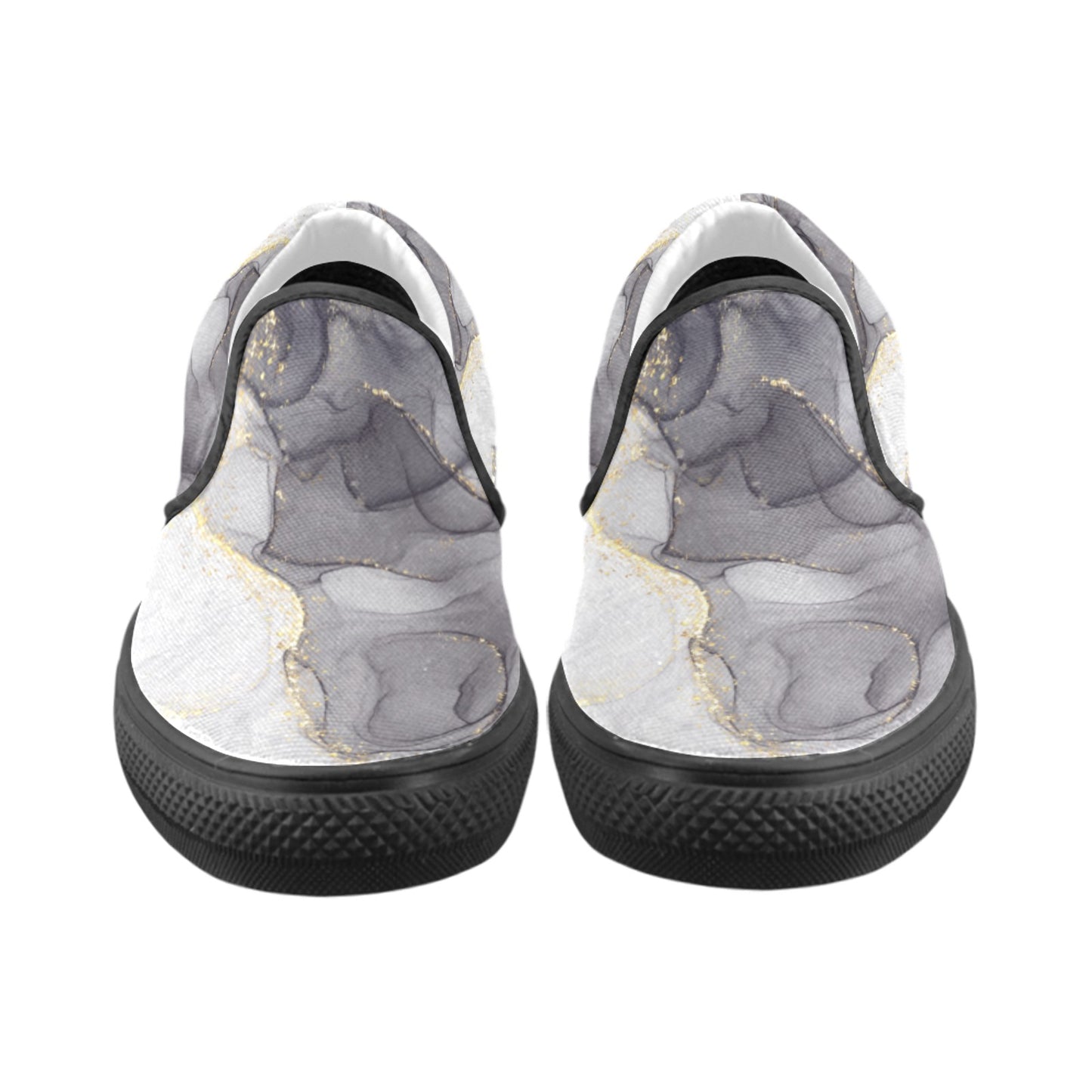 Grey Marble Women's Slip-on Shoes