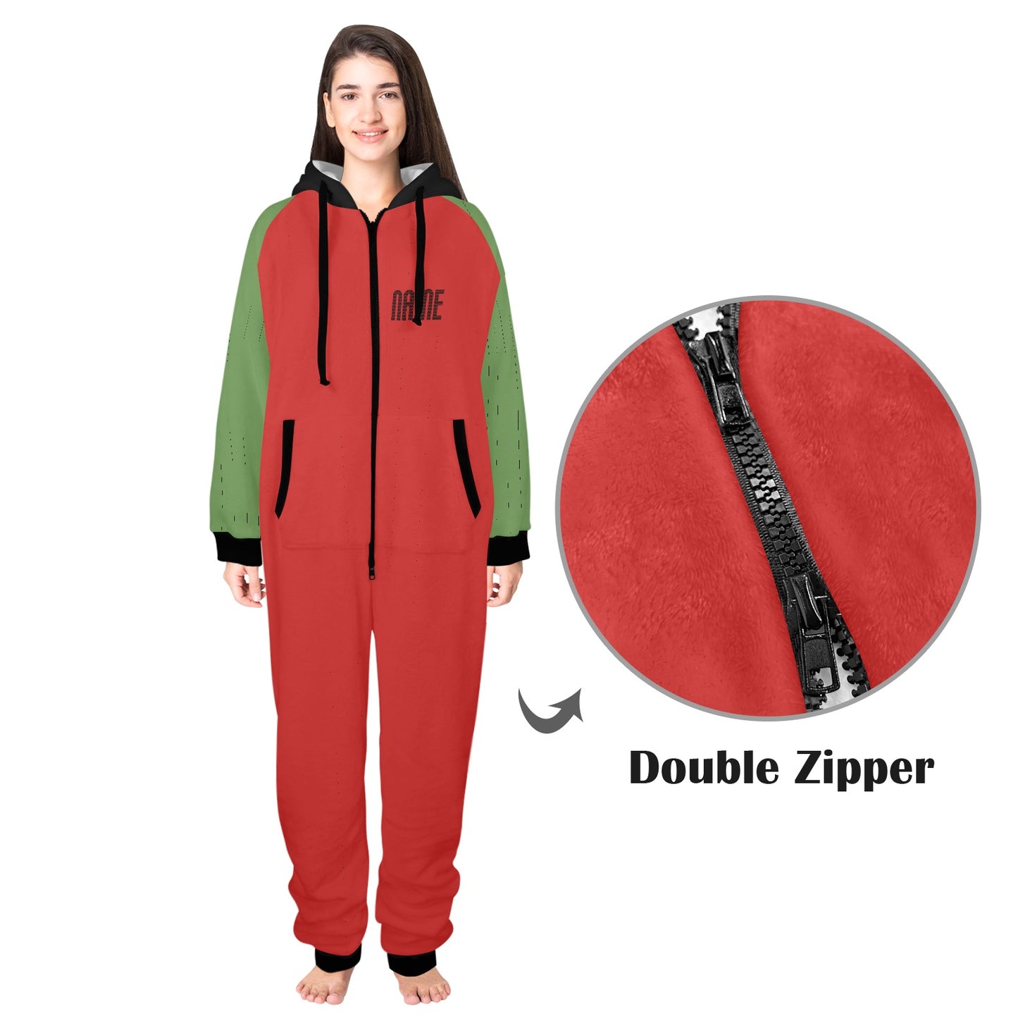 Mama Claus- Christmas Unisex One-Piece Zip Up Hooded Pajamas