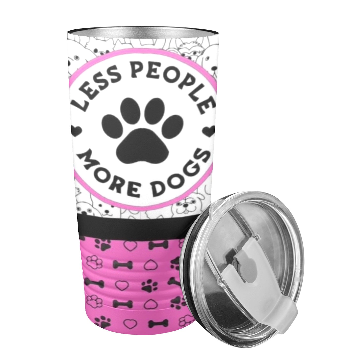 Less People More Dogs 20oz Insulated Stainless Steel Mobile Tumbler