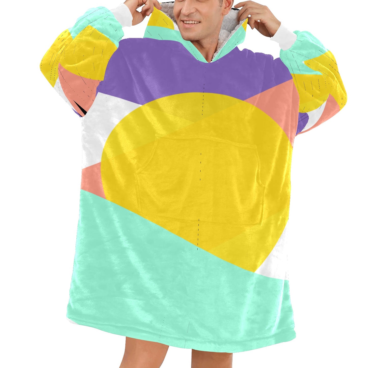 Colorful circle Blanket Hoodie for Adults