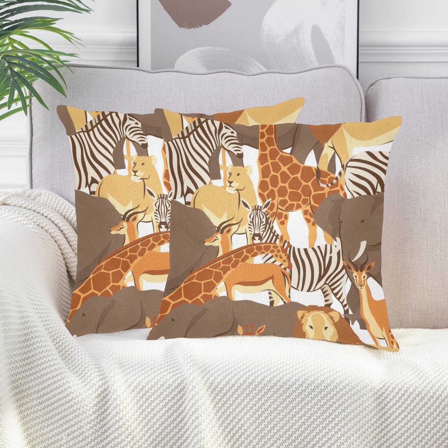 Safari Linen Zippered Pillowcase 18"x18"(Pack of 2)