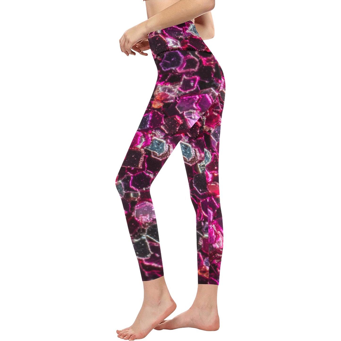 Pink Gem Women's High-Waisted Leggings