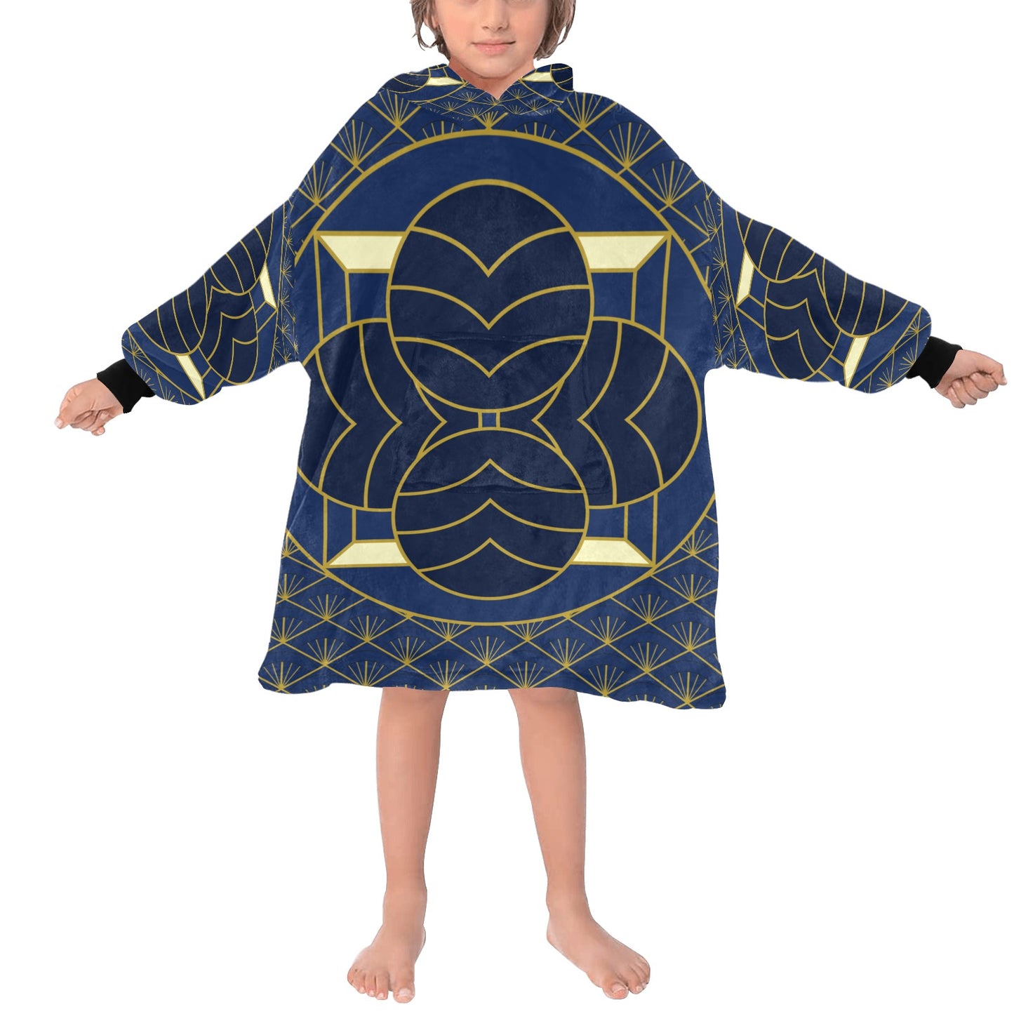 Navy Cut Blanket Hoodie for Kids