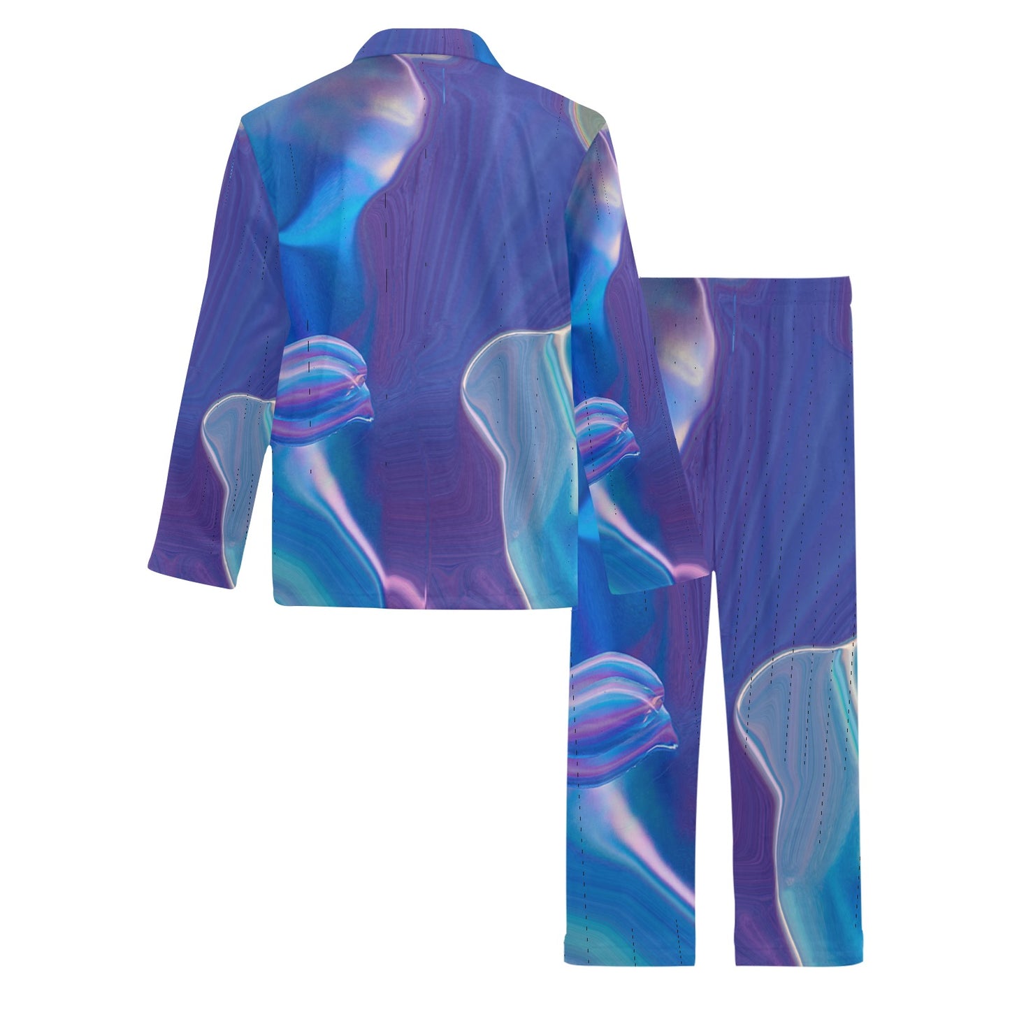 Blue Aura Men's V-Neck Long Pajama Set